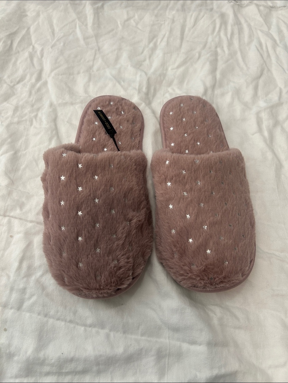 Coco + Carmen Plush Star Slide Slippers - Mauve